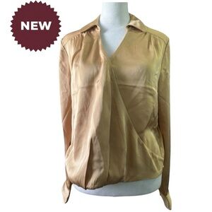 Rachel Roy Gold Silky Blouson Top Small New with Tags Office